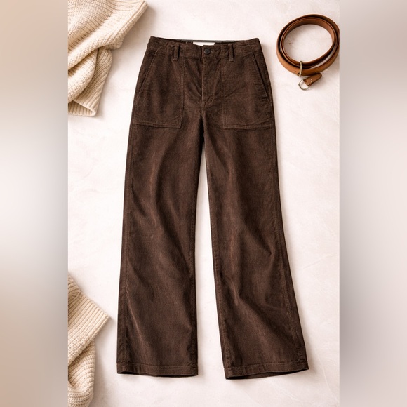 Madewell Pants - Madewell Brown Wide‑Leg Corduroy Pants
